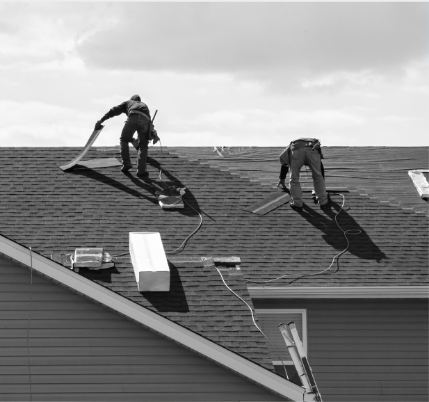 Total Contractor Solutions image depicting two roofing workers on a shingle rooftop. TCS is the leading provider of administrative services for contractor in Florida. Building permits, licenses, estimates and more are now as easy as ever. 